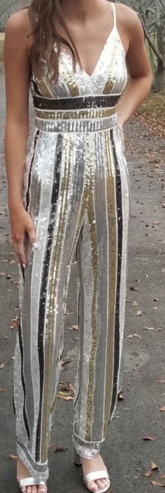 Express sequin jumpsuit xsmall